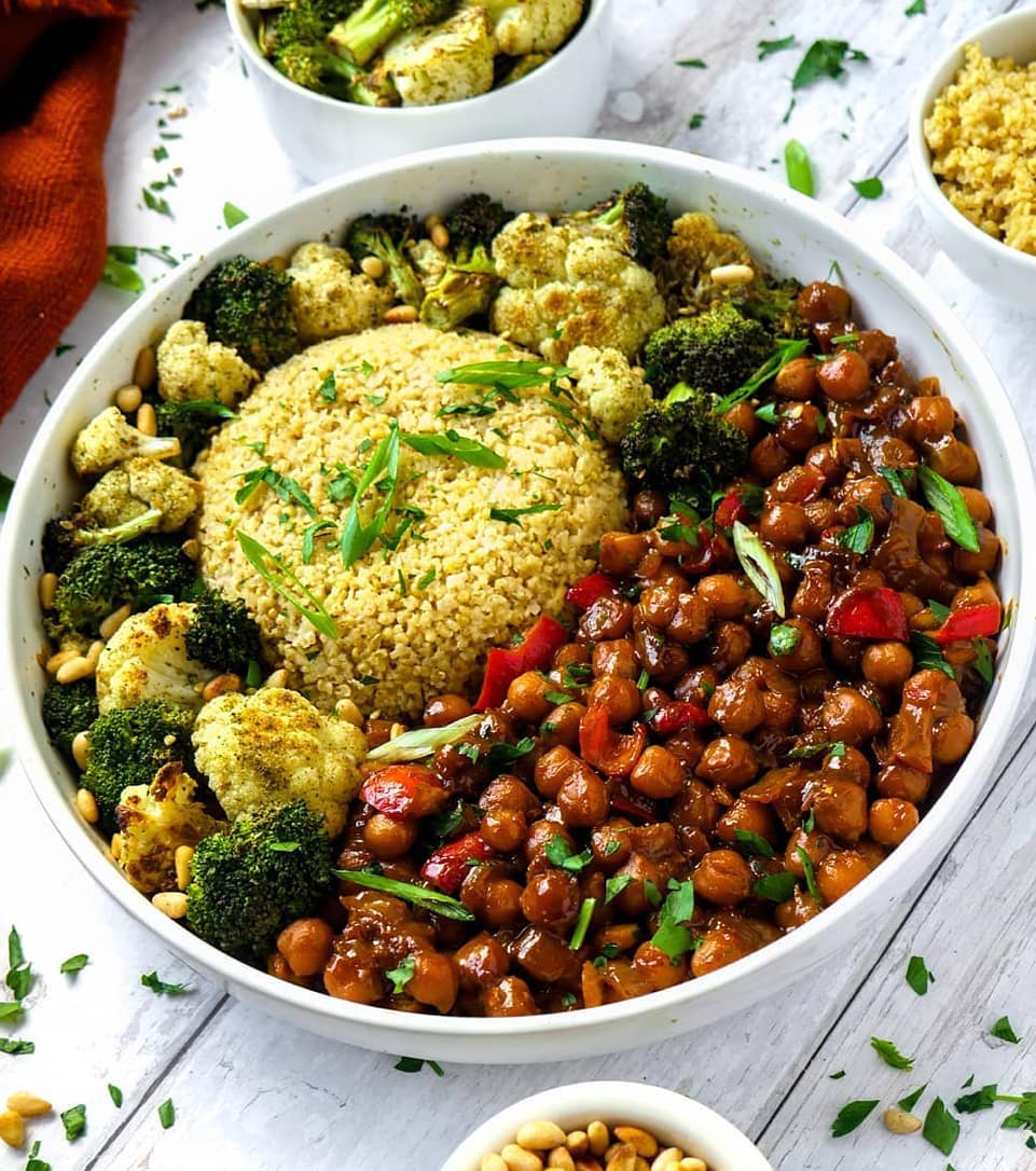 Tahini Molasses Chickpeas and Millet Bowl