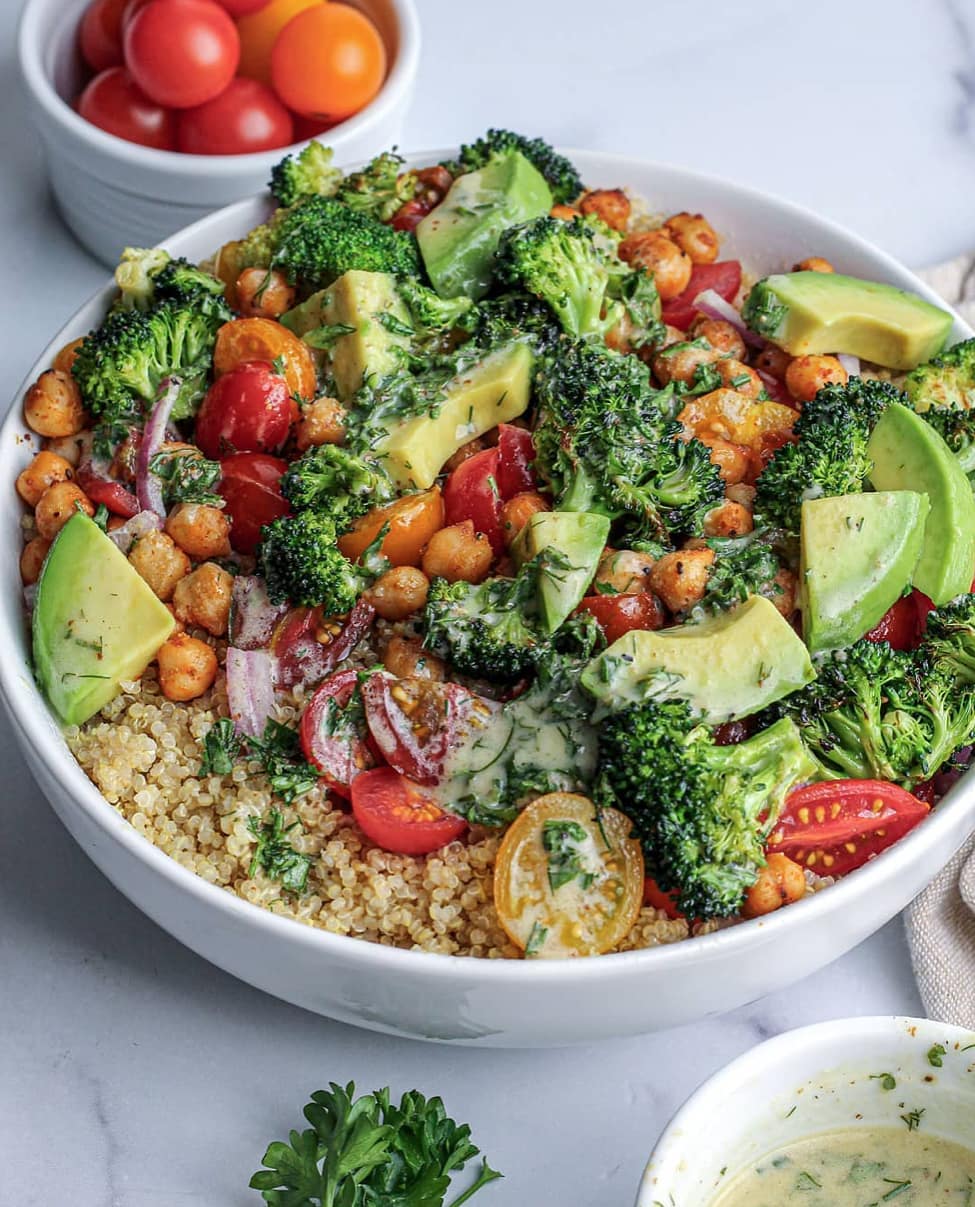 Roasted Broccoli Quinoa Salad with Vinaigrette