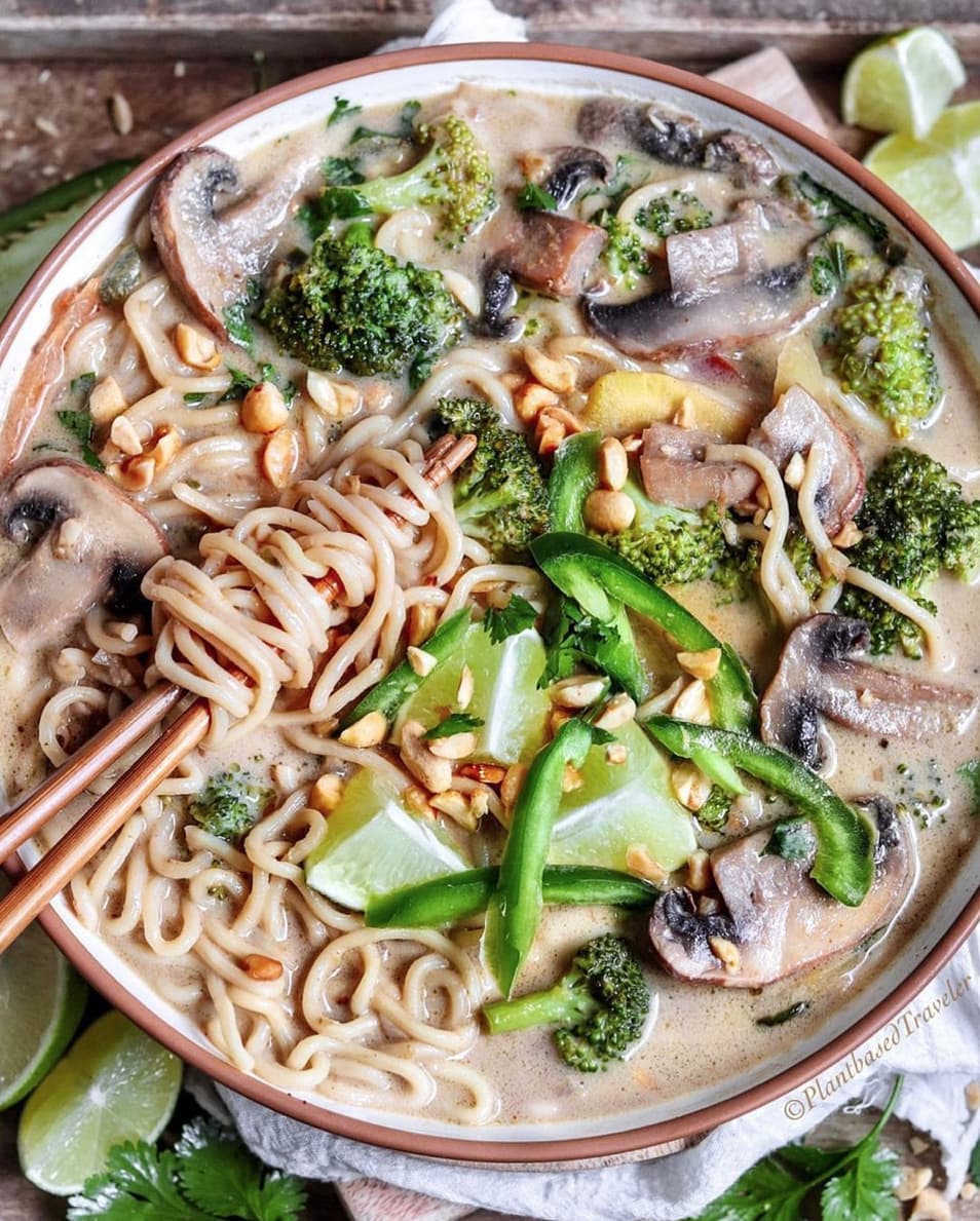 Spicy Peanut Curry Noodle Soup