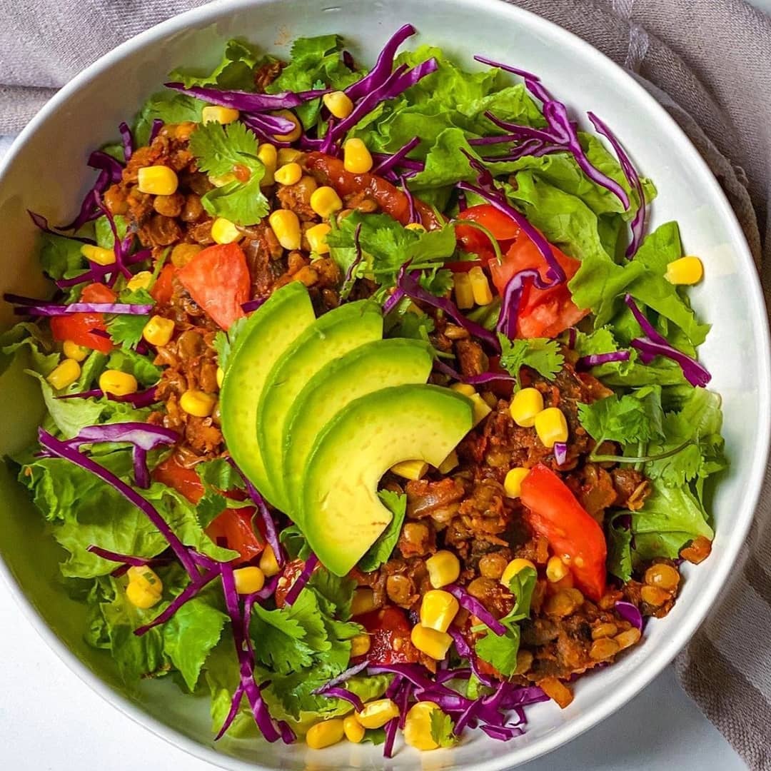 Chipotle Lentil Mushroom Taco Salad