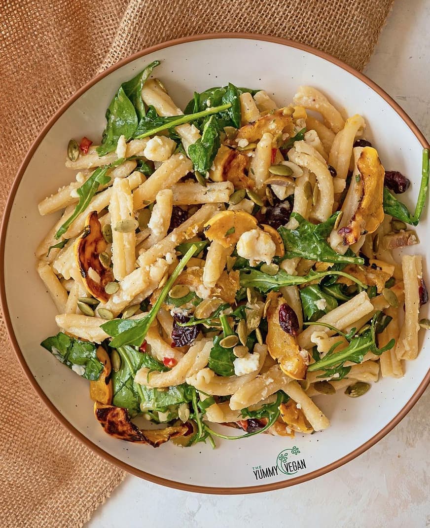 Warm Pasta Salad with Squash Vinaigrette