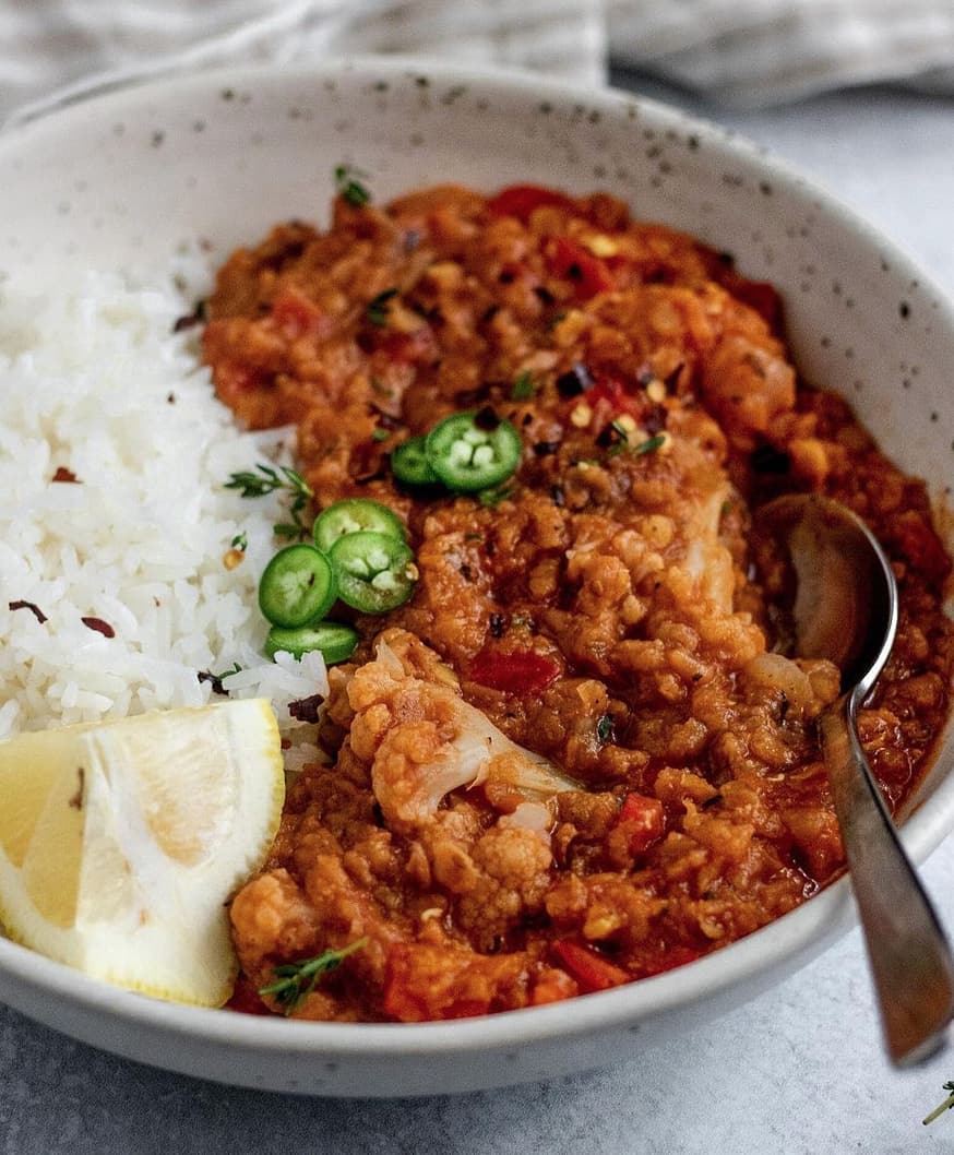 Sautéed Garlic and Cauliflower Red Lentil Stew