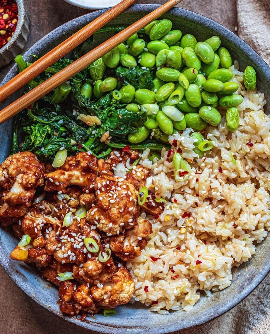 Sticky Pomegranate Cauliflower Bowl