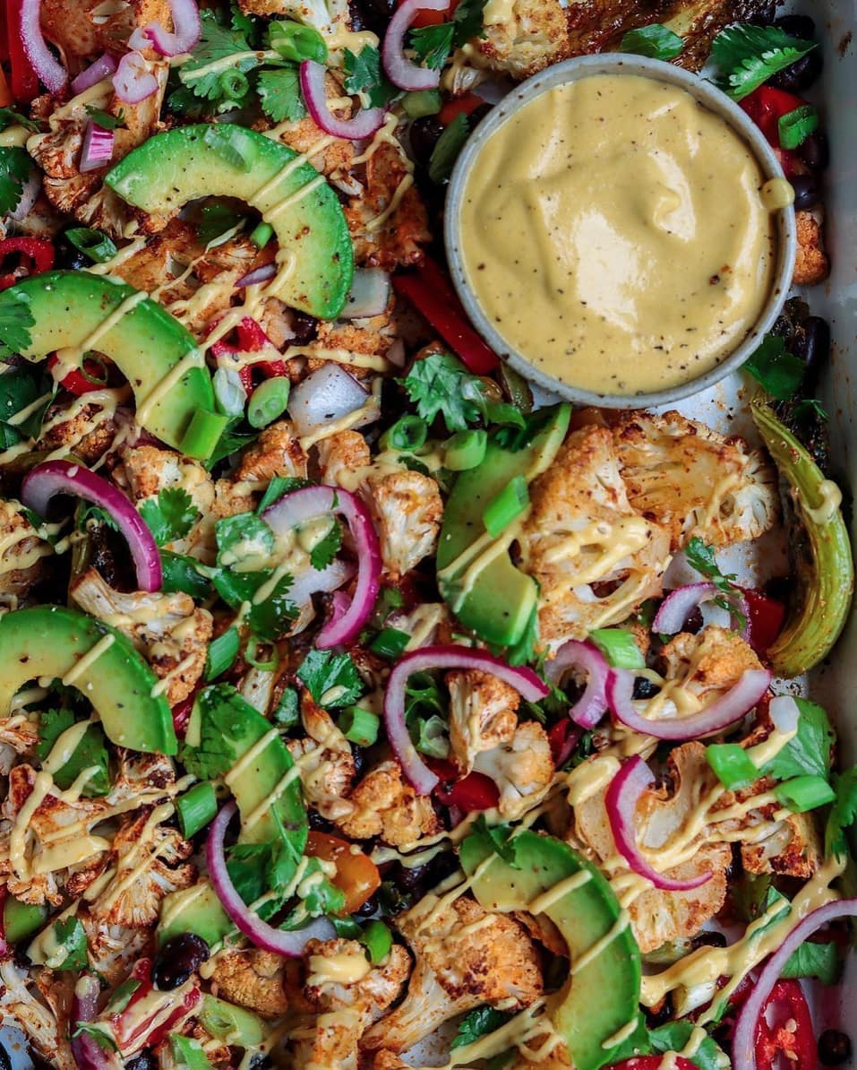 Cauliflower Nachos Tray Bake