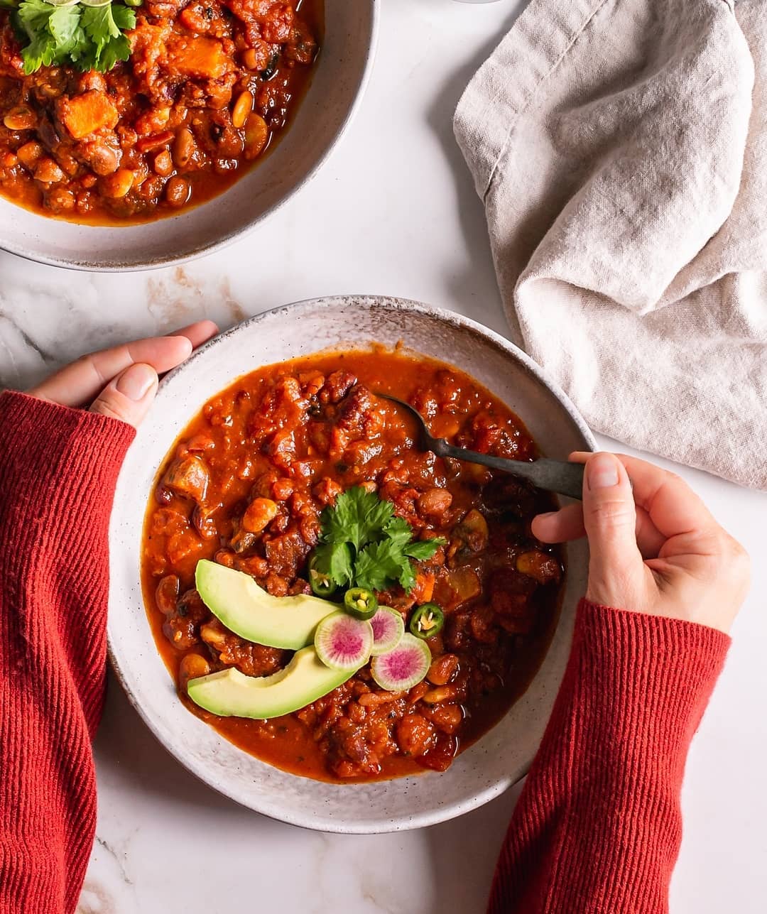 Vegan Three Bean Harissa Pumpkin Chili
