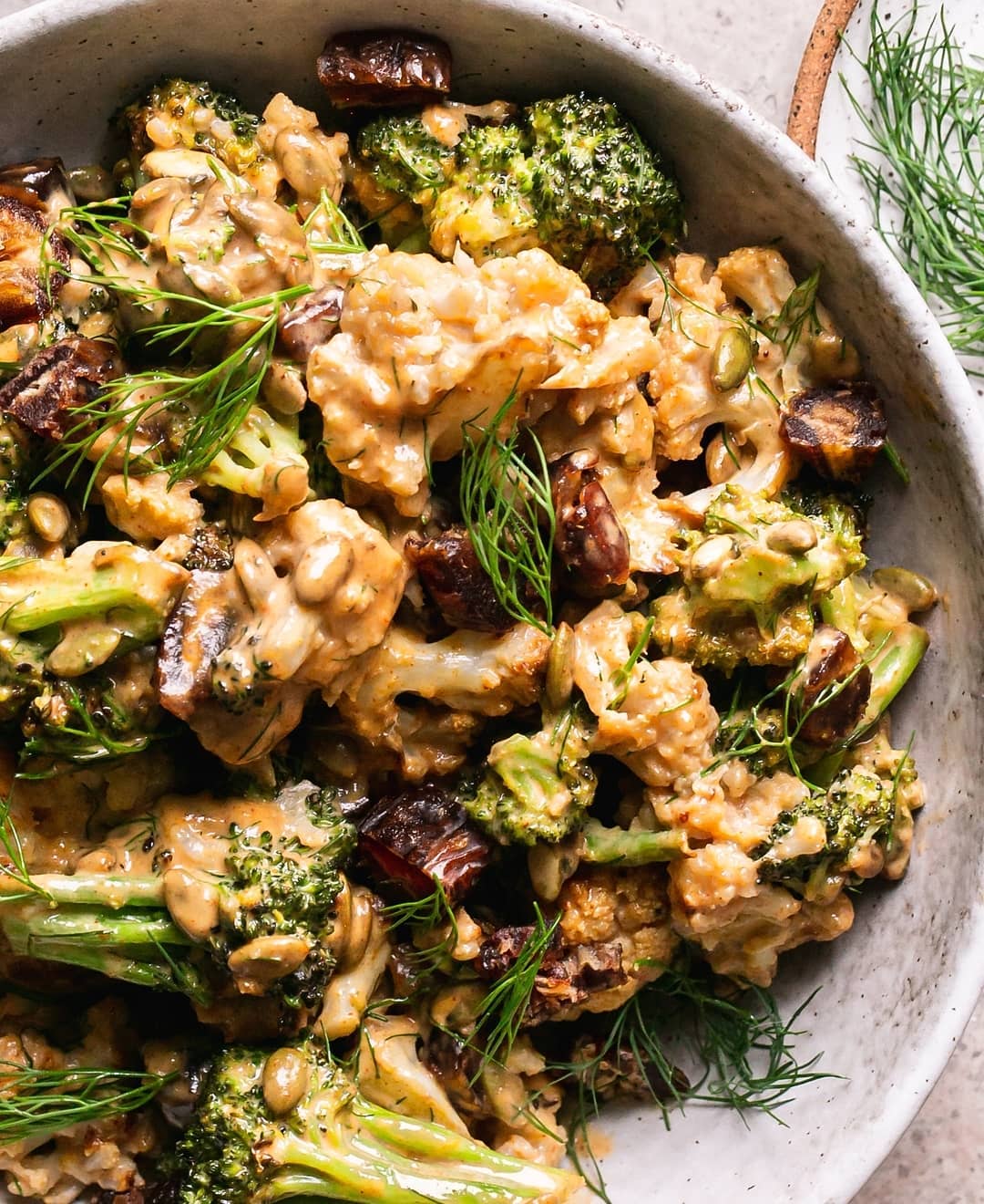 Tahini Harissa Roasted Cauliflower and Broccoli