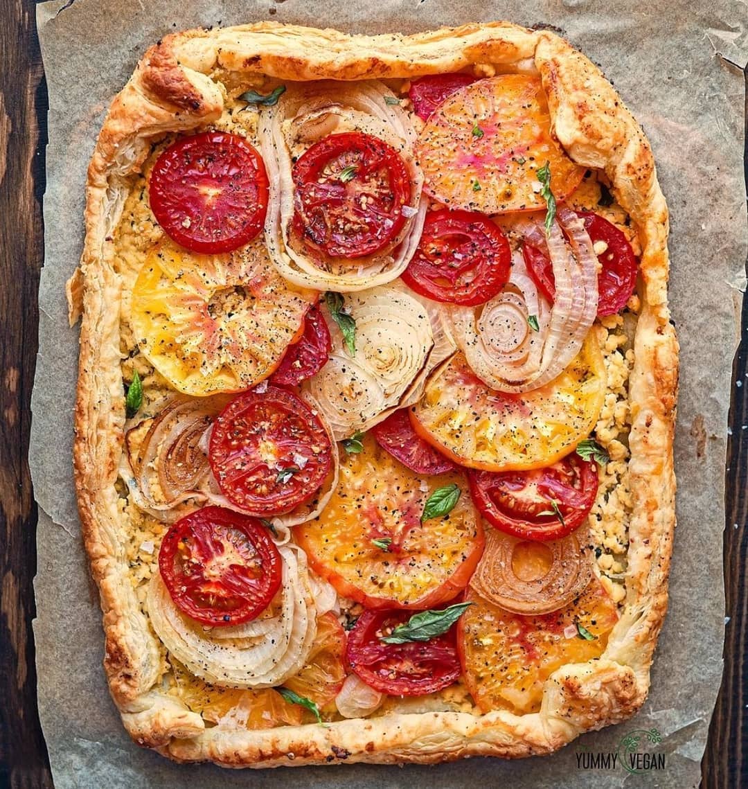 Tomato Onion Tart with Basil Ricotta