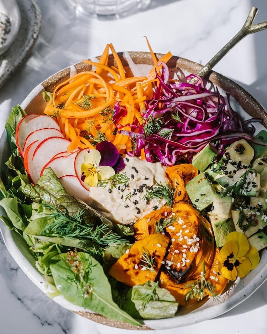 Inspiring Salad with Veggies, Protein, and Dressing