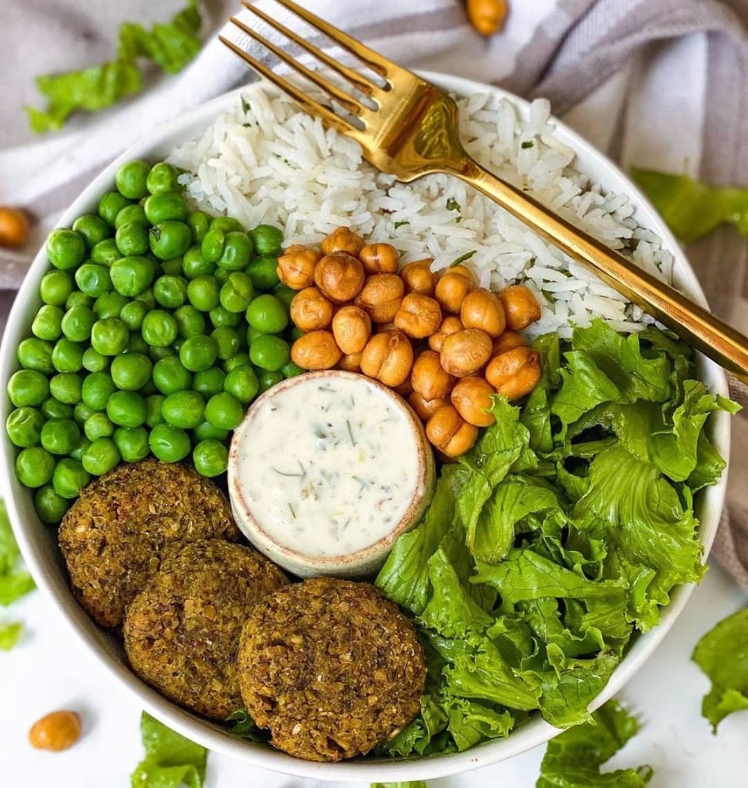 Falafel Rice Bowl with Tzatziki