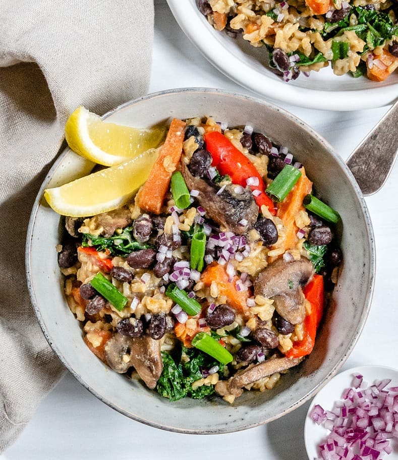 Black Bean and Onion Pilaf