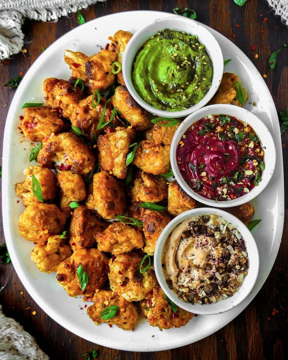 Vegan Cauliflower Wings and Dips