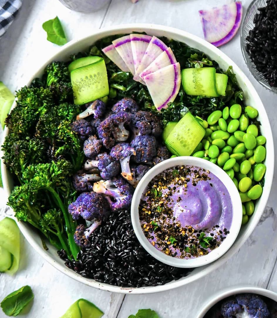 Forbidden Rice Bowl with Purple Tahini