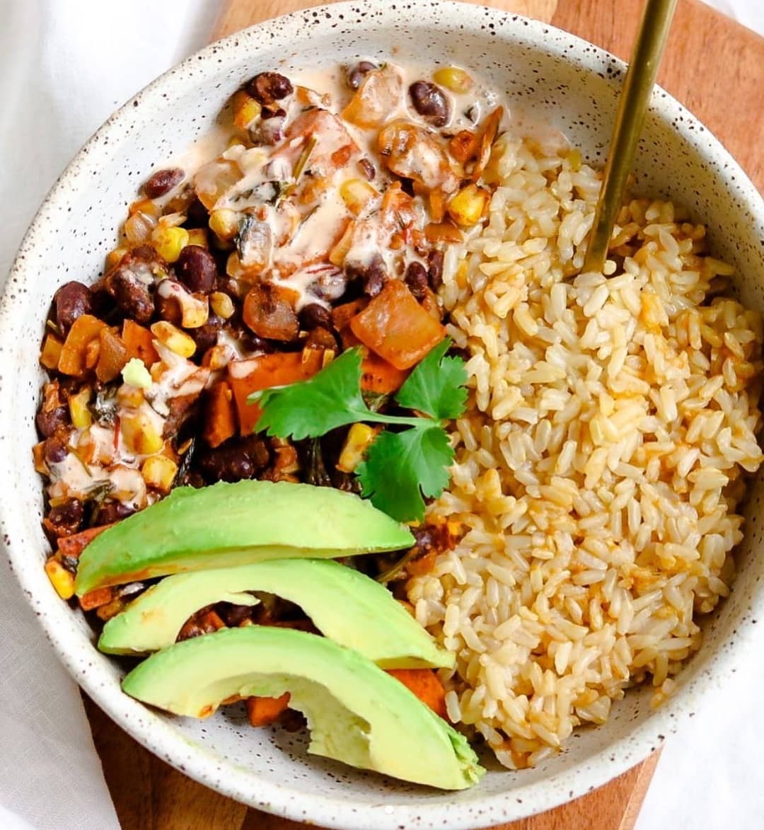 Sweet Potato Burrito Bowl with Chipotle Yogurt Sauce