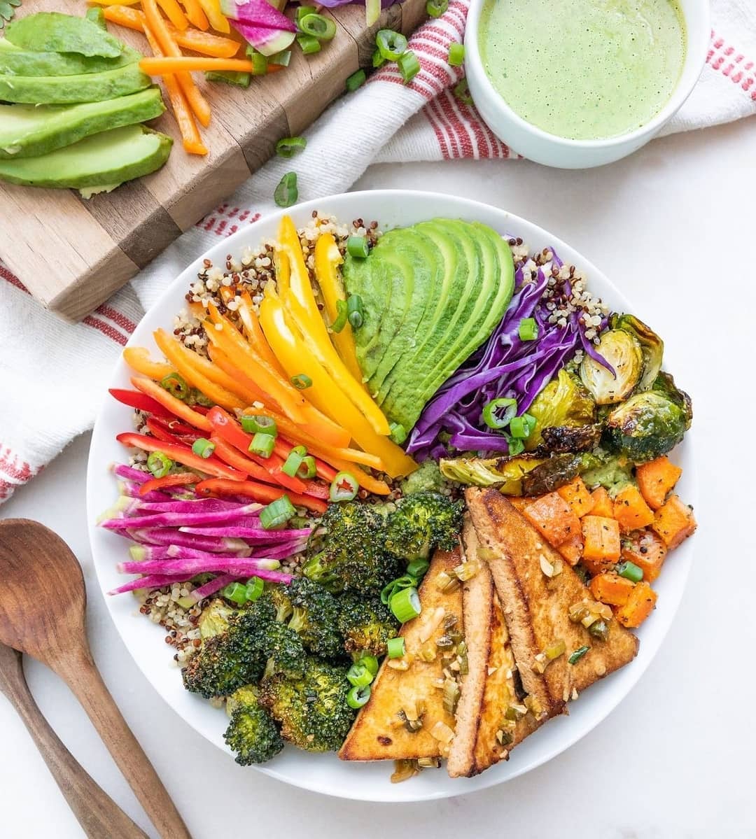 Rainbow Veggie Bowl with Cilantro Tahini Dressing