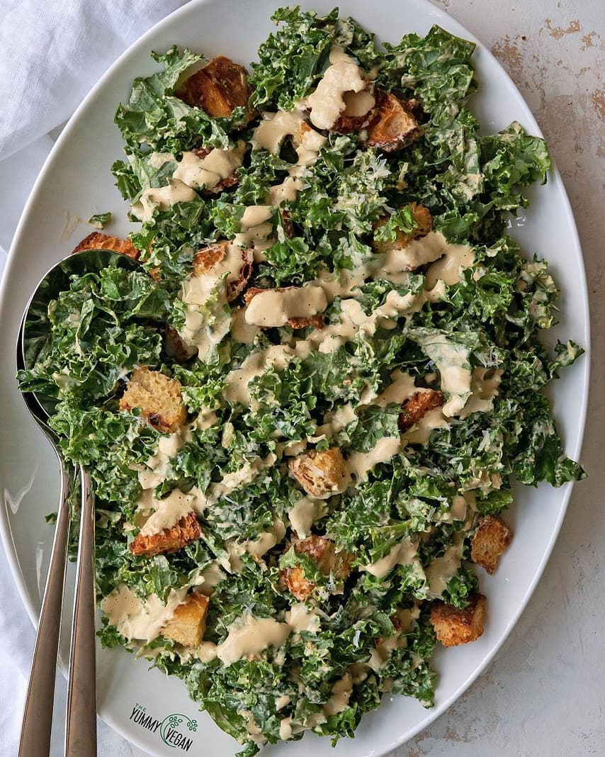 Vegan Kale Caesar Salad