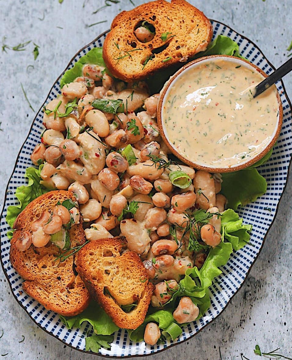 Two Bean Salad with Herby Tahini Dressing