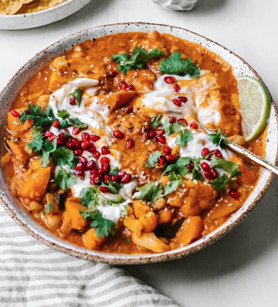 Roasted Cauliflower and Sweet Potato Curry