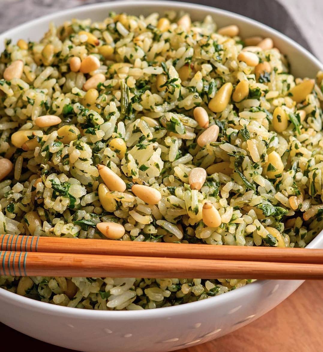 Spinach and Pine Nut Fried Rice