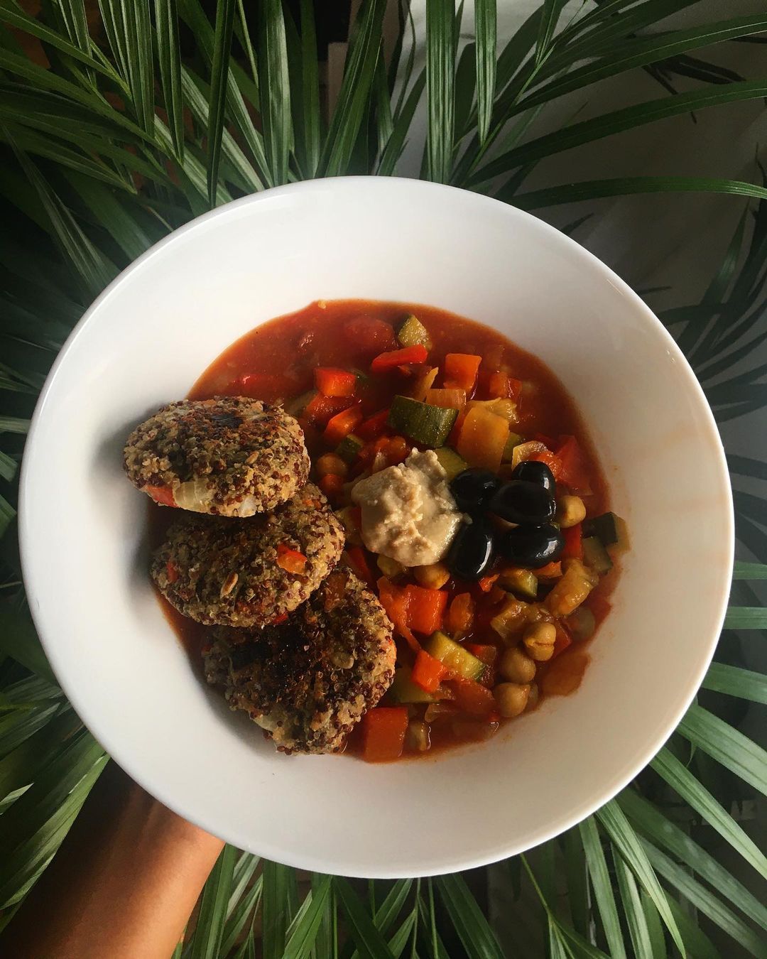 Vegetable Stew with Quinoa Burgers