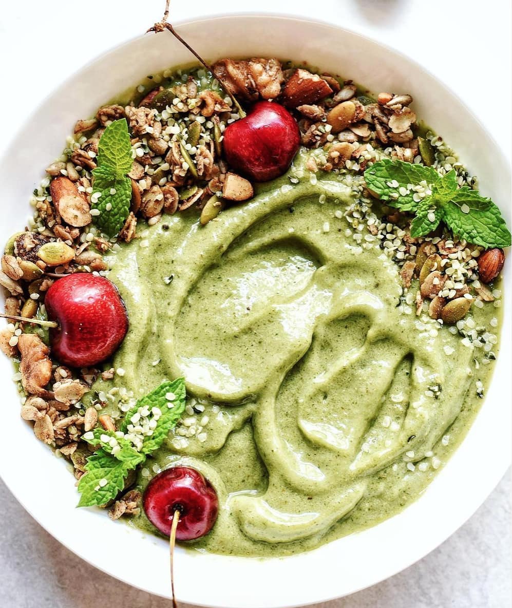 Green Smoothie Bowl with Banana and Greens