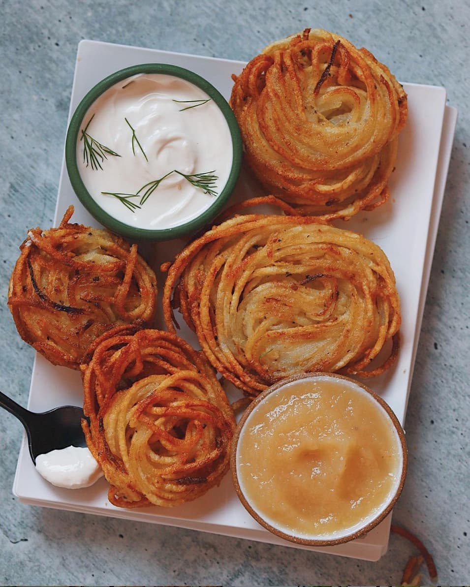 Vegan Latkes with Spiralized Potatoes