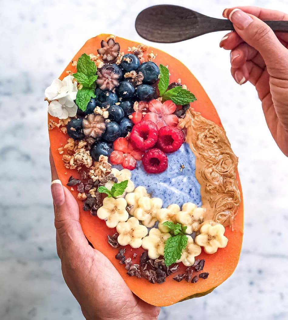 Loaded Papaya Boat with Plant-Based Toppings