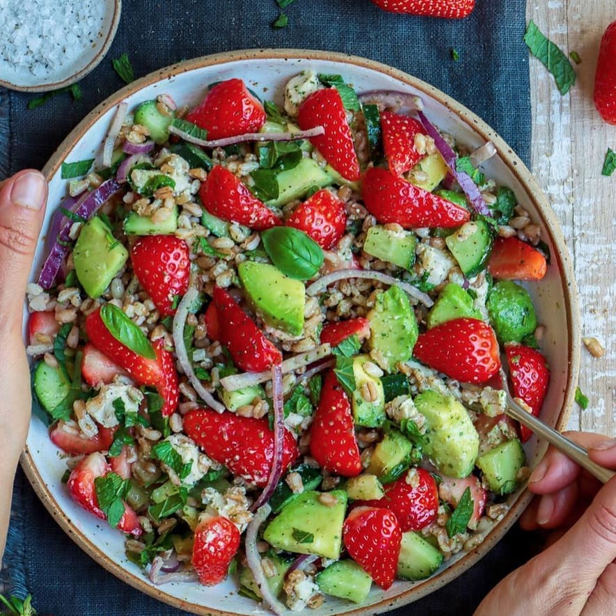 Farro and Strawberry Salad with Mint Dressing