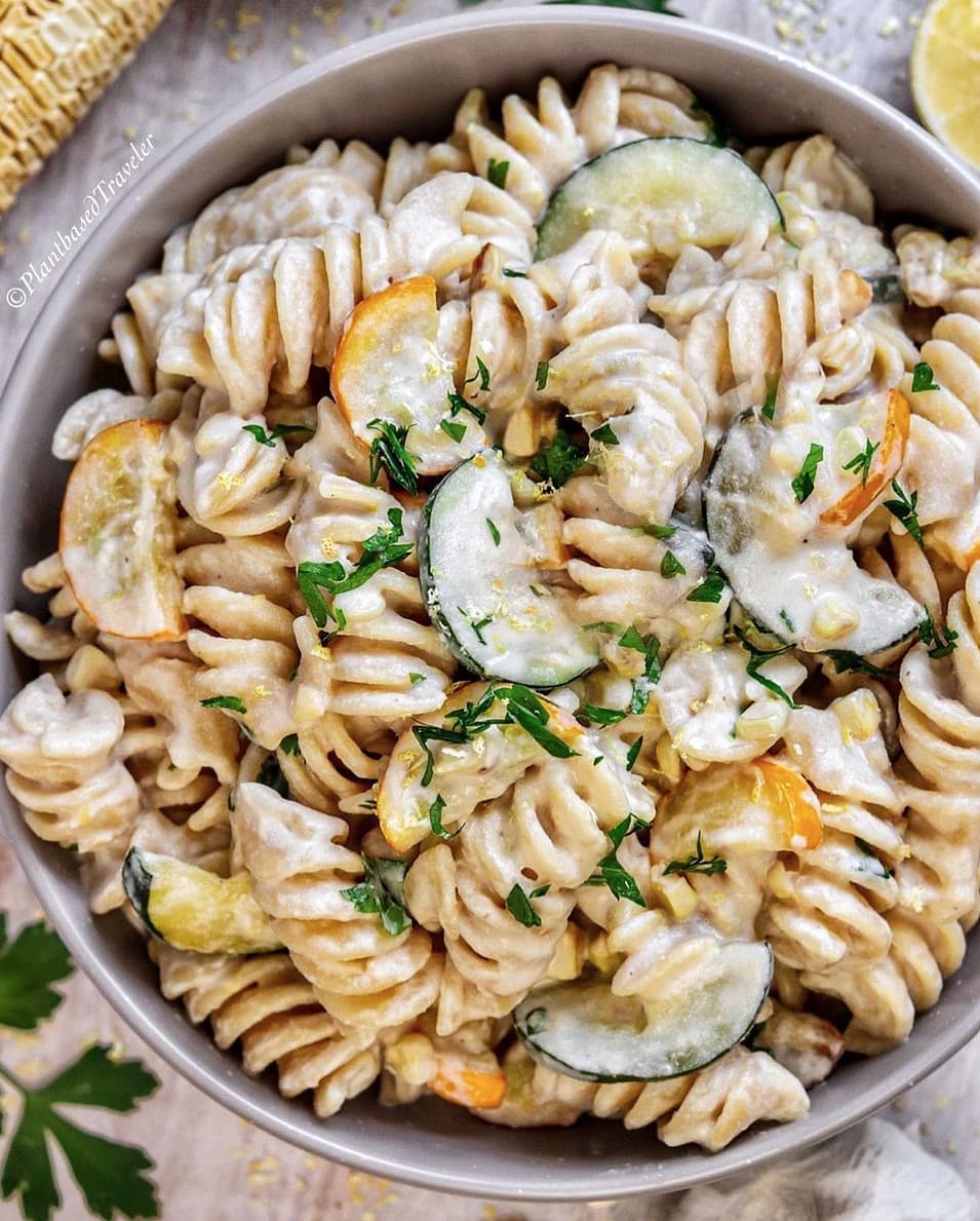 Creamy Lemon Garlic Summer Fusilli