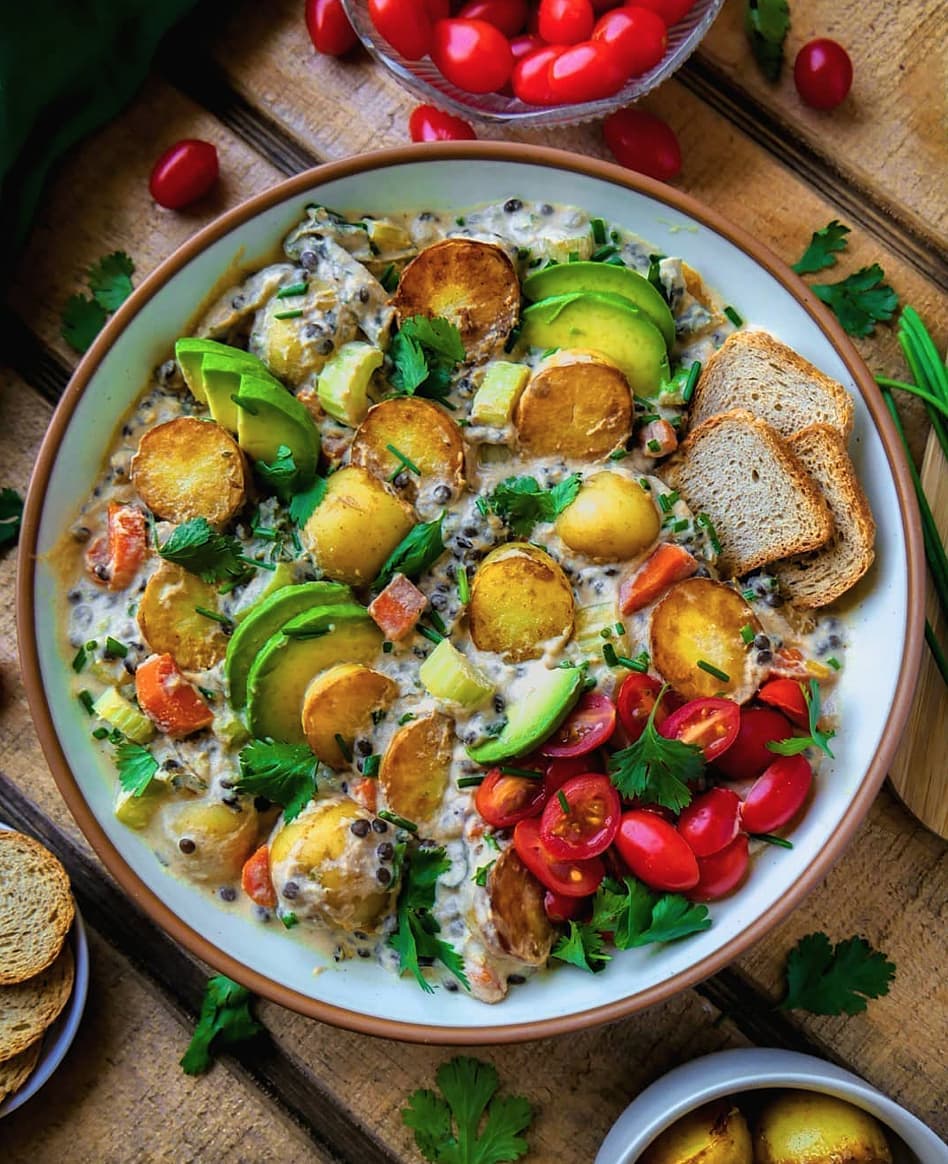 Vegan Baba Ganoush Stew with Lentils and Potatoes