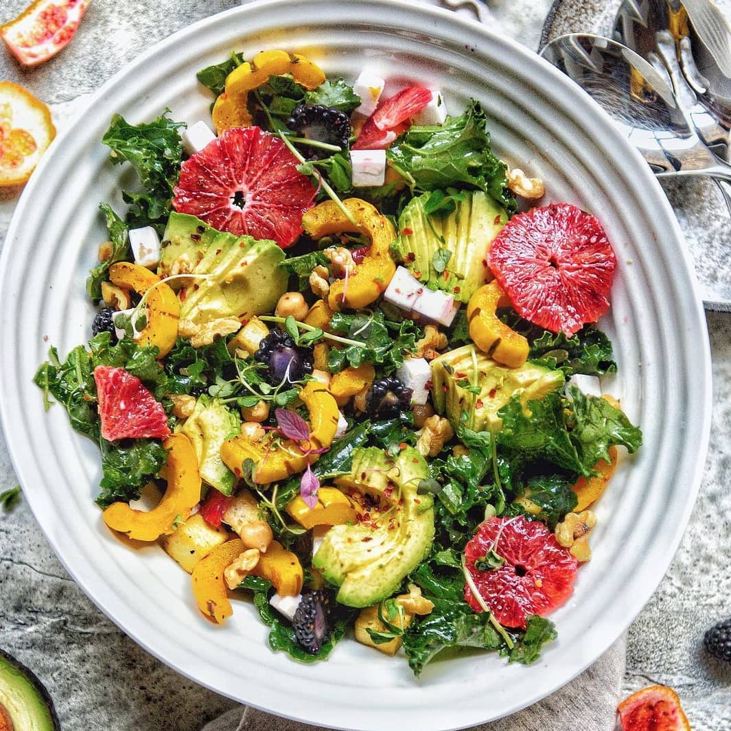 Vegan Citrus Avocado Kale Salad