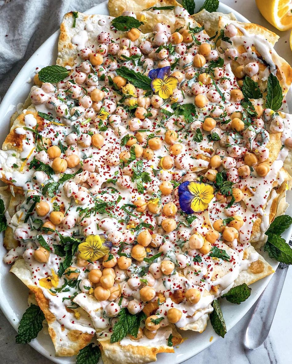 Vegan Fatteh with Crispy Pita and Tahini Sauce