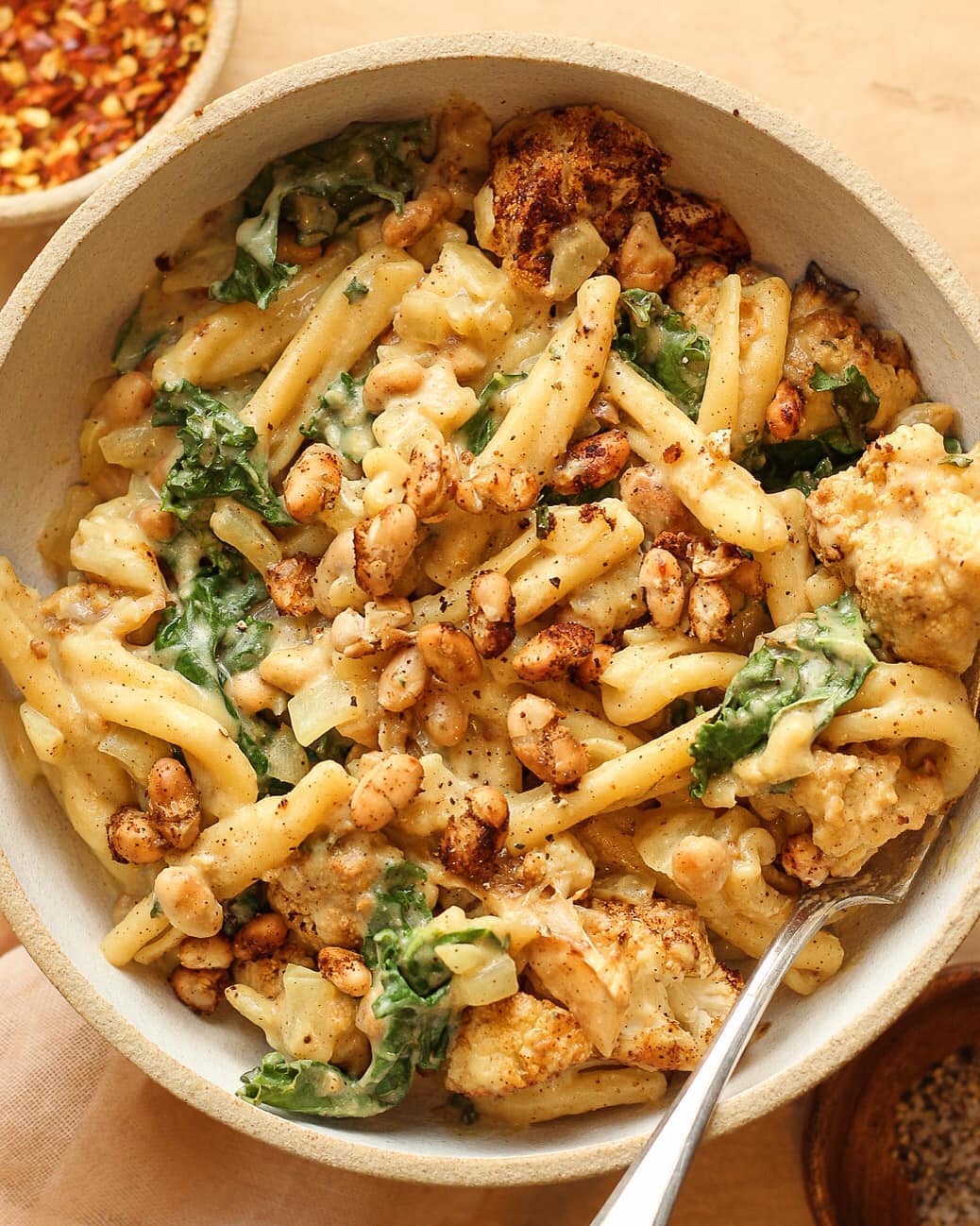 Creamy Pasta with Cauliflower, Beans, and Kale