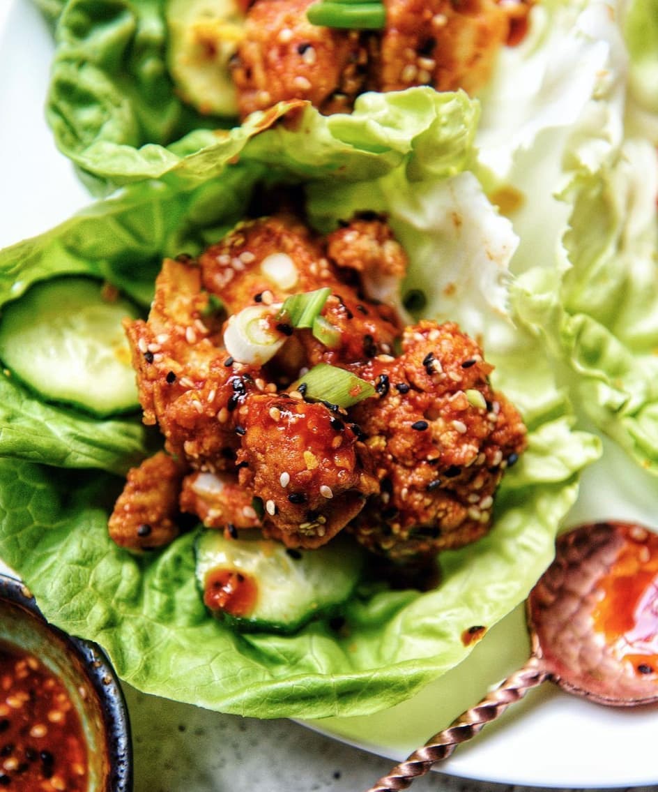 Spicy Gochujang Cauliflower Lettuce Wraps