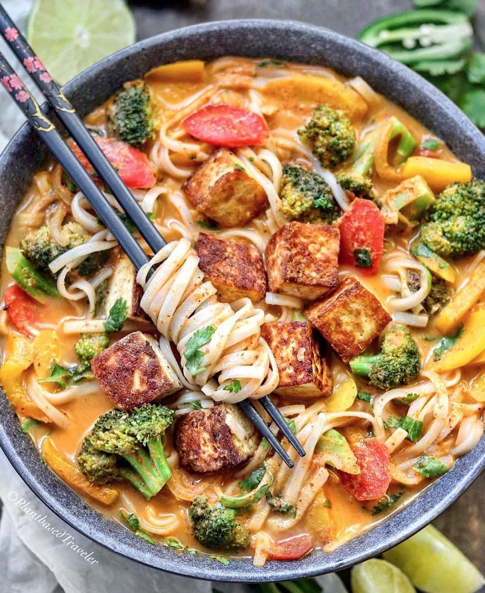 Red Curry Noodle Soup with Tofu