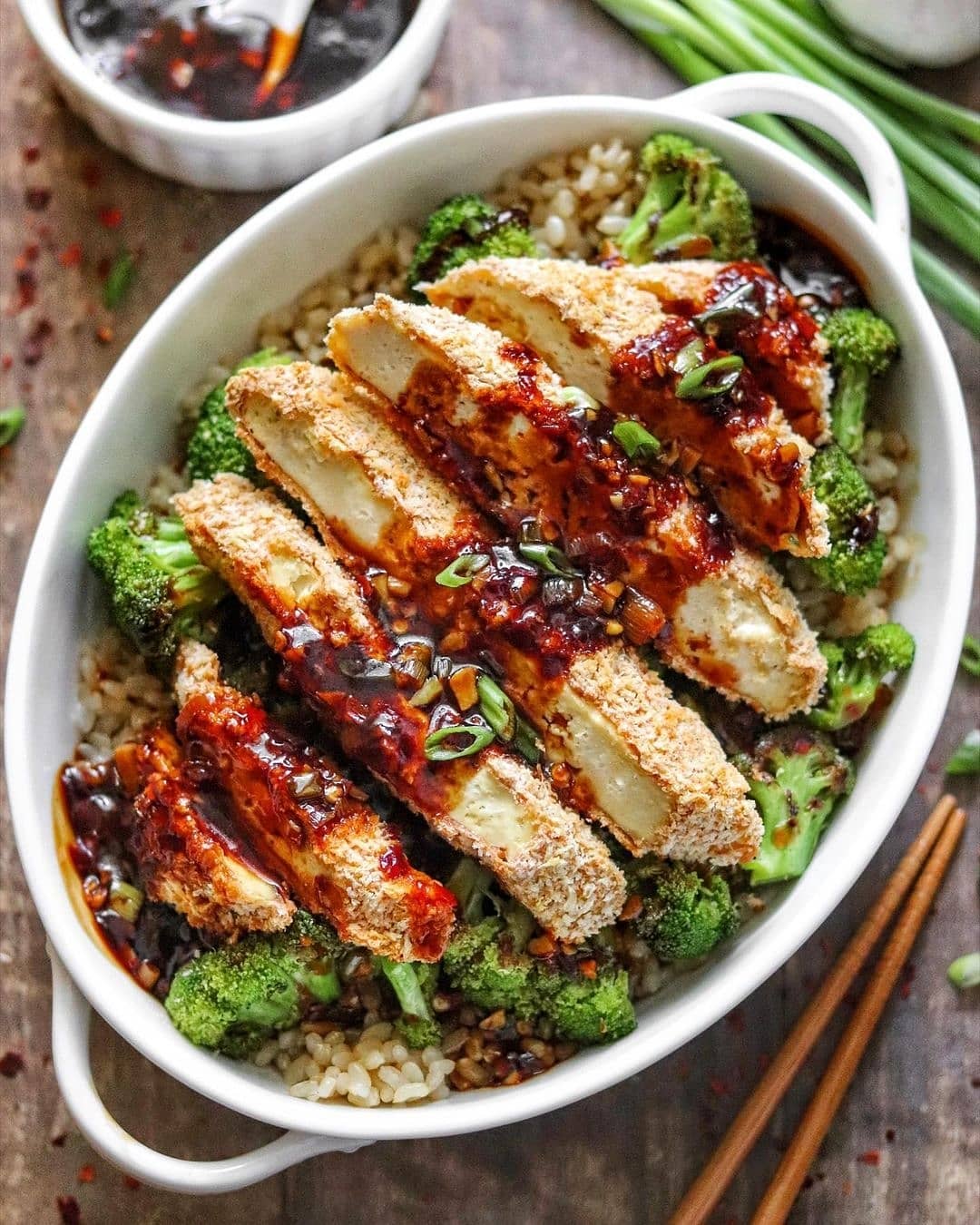 Panko-Crusted Tofu with Spicy Garlic and Scallion Sauce
