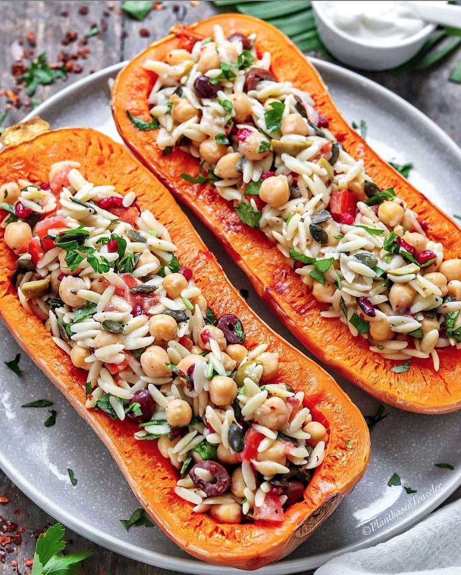 Simple Mediterranean Stuffed Butternut Squash