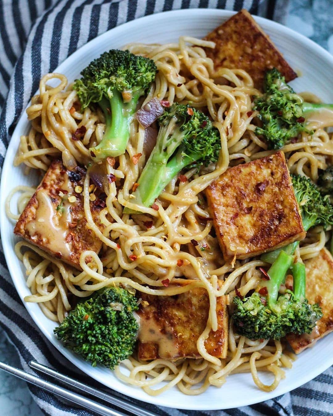 Vegan Peanut Noodle Bowl with Tofu