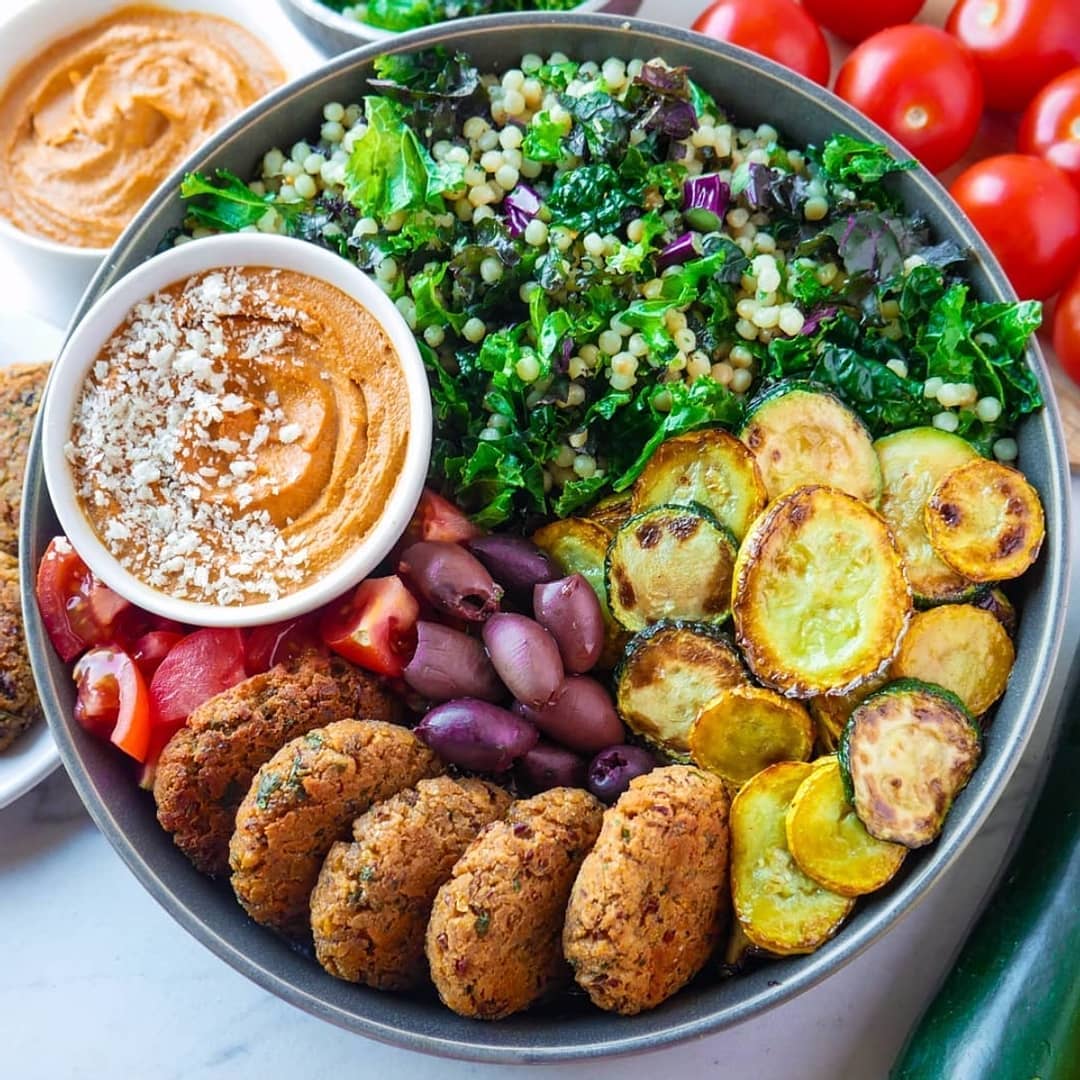 Pearl Couscous Nourish Bowl with Tofu Dip