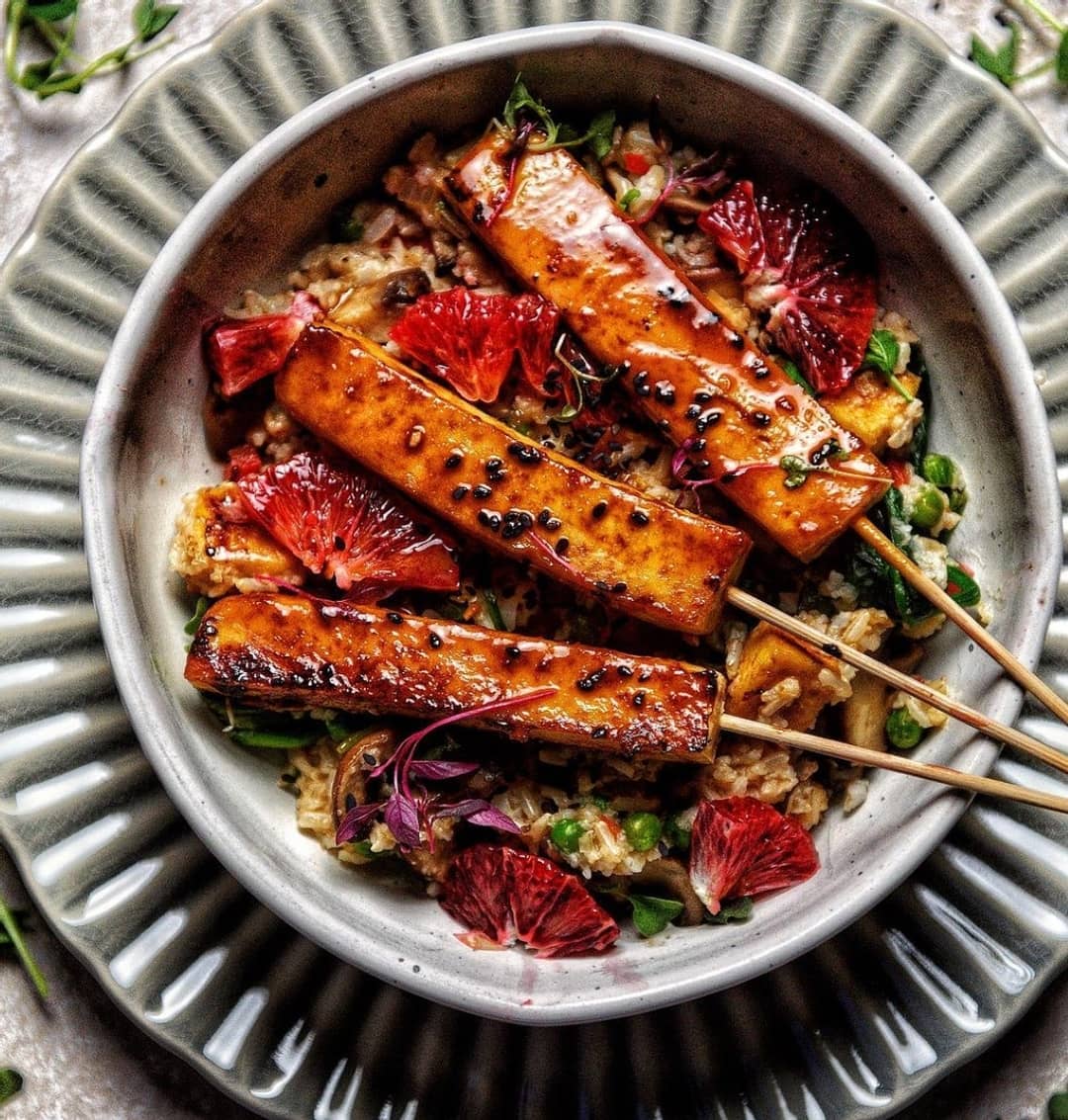 Blood Orange Tofu Skewers