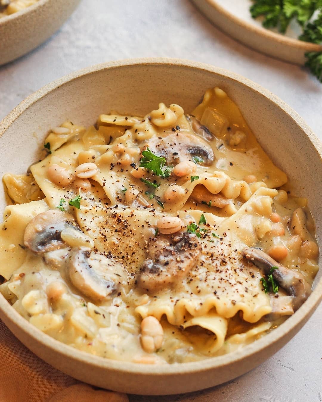 Mushroom and White Bean Pasta