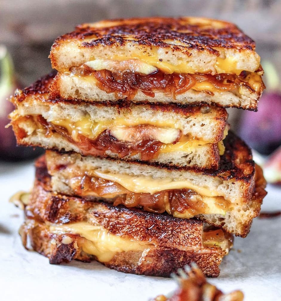 Grilled Cheese with Apple Cider Caramelized Onions and Figs