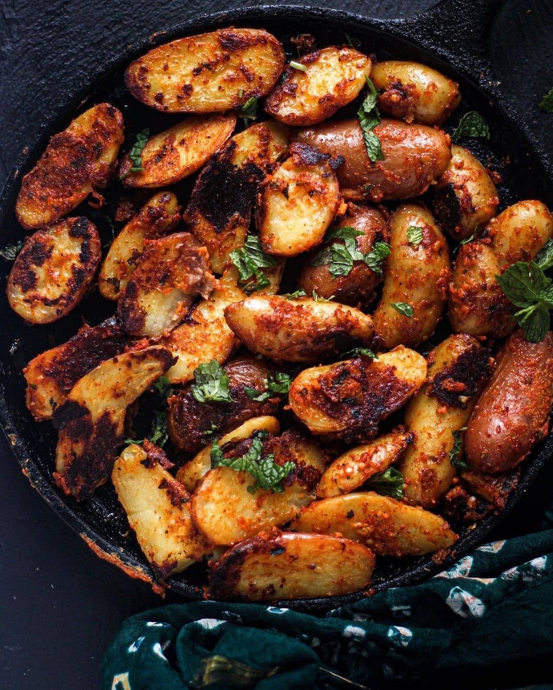 Minty Harissa Roasted Potatoes