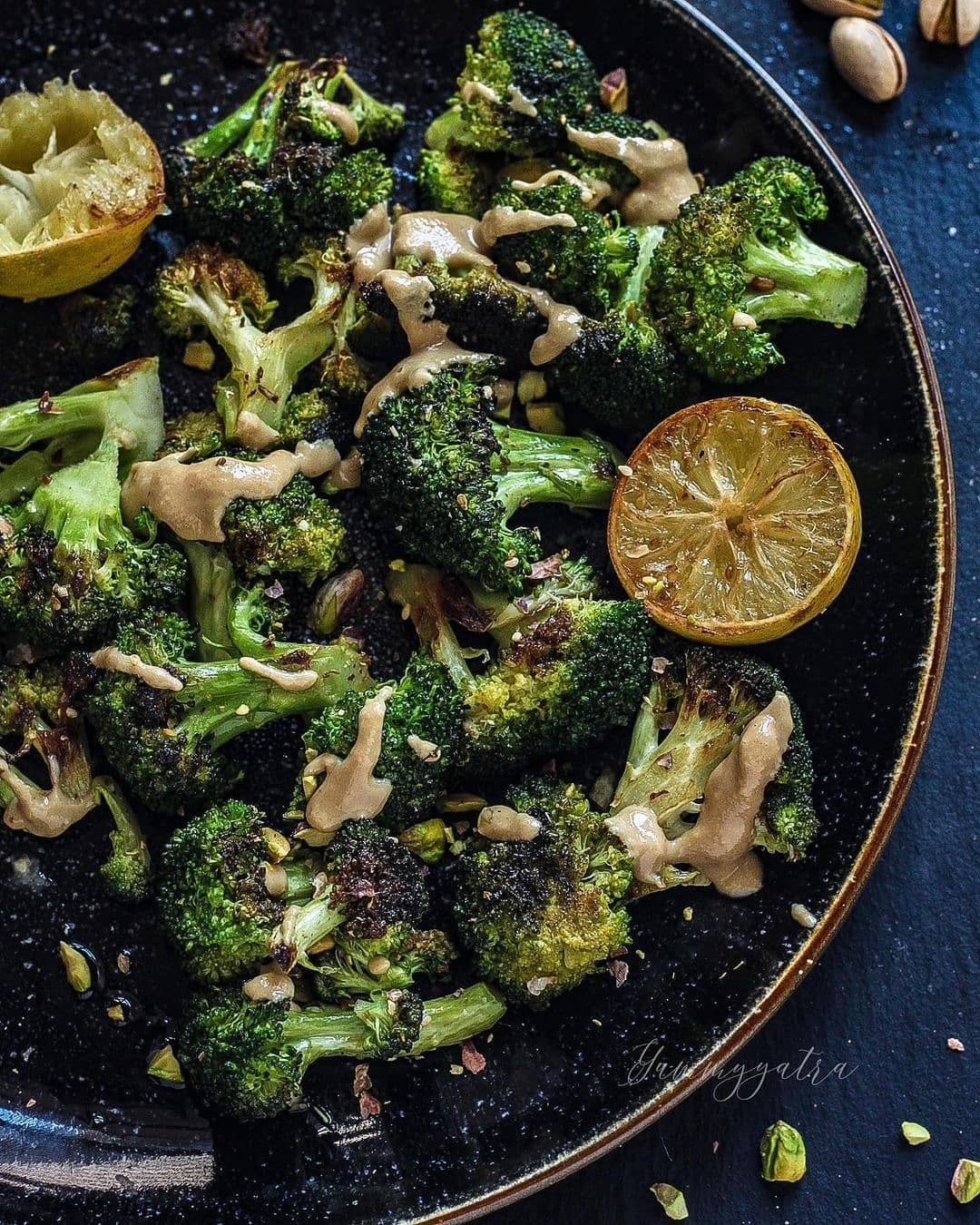 Oven Roasted Broccoli with Pistachio Dukkah