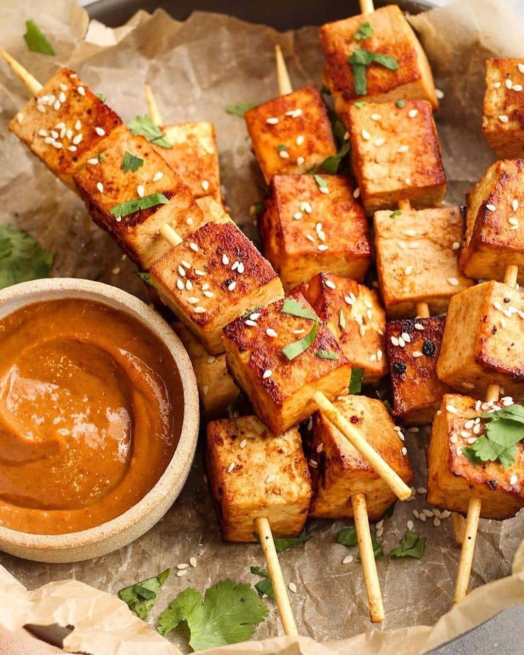 Tofu Skewers with Peanut Sauce