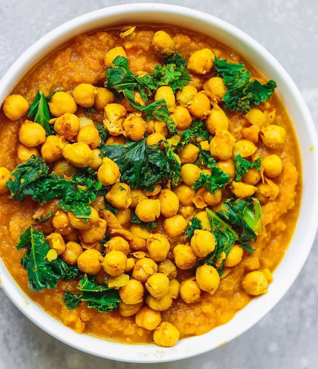 Butternut Squash Soup with Turmeric Chickpeas and Kale