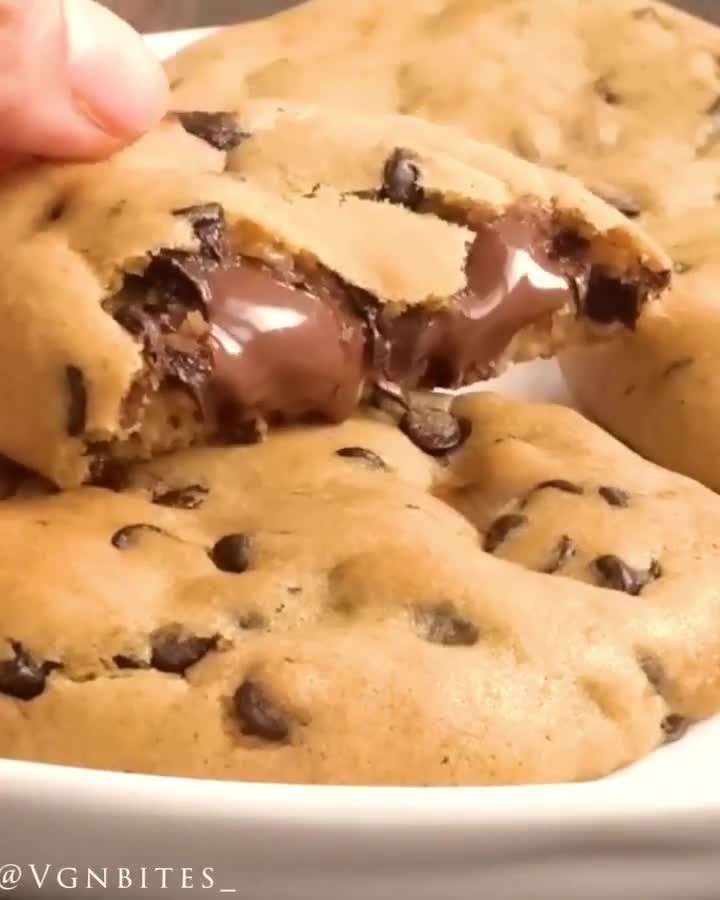 Vegan Nutella Stuffed Chocolate Chip Cookies
