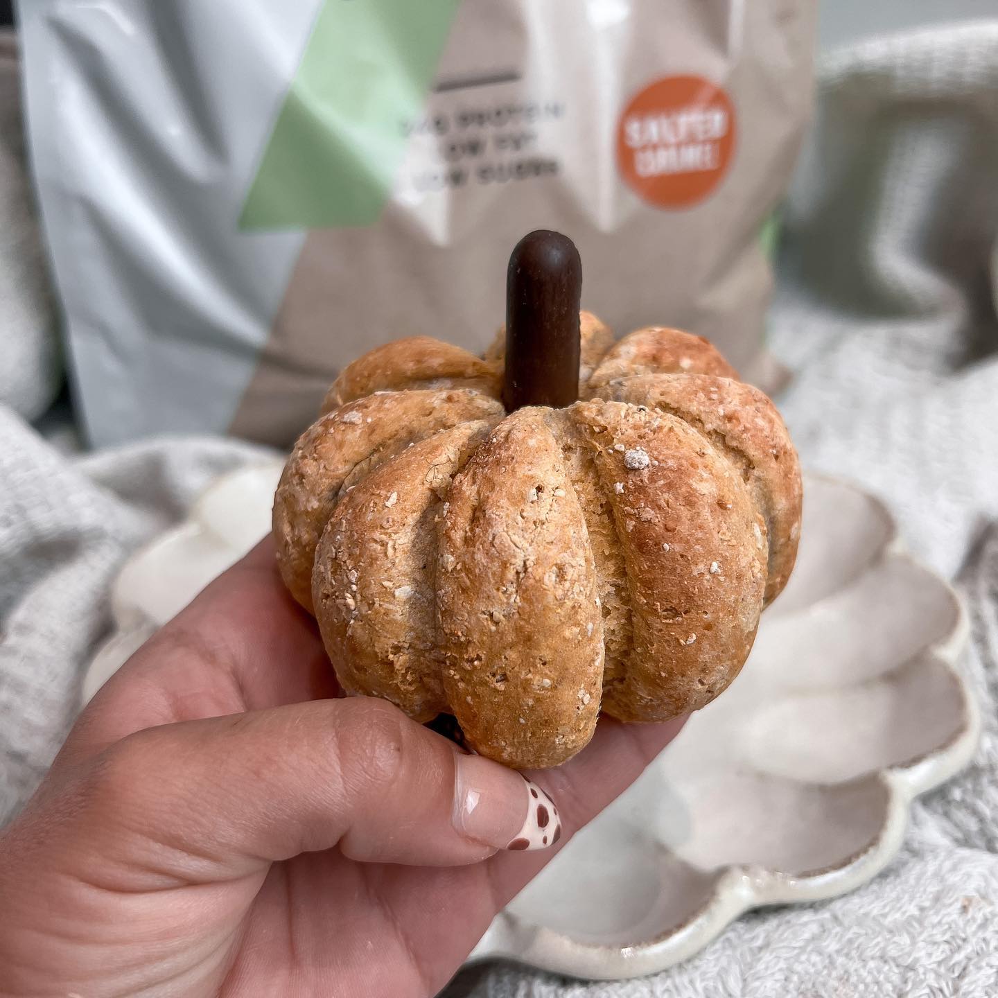 Biscoff Filled Pumpkin Protein Bun
