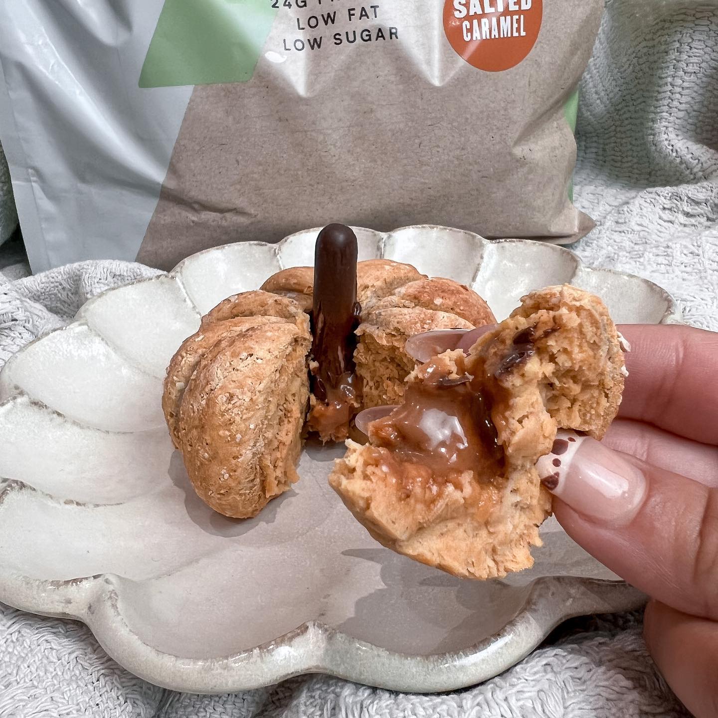 Biscoff Filled Pumpkin Protein Bun