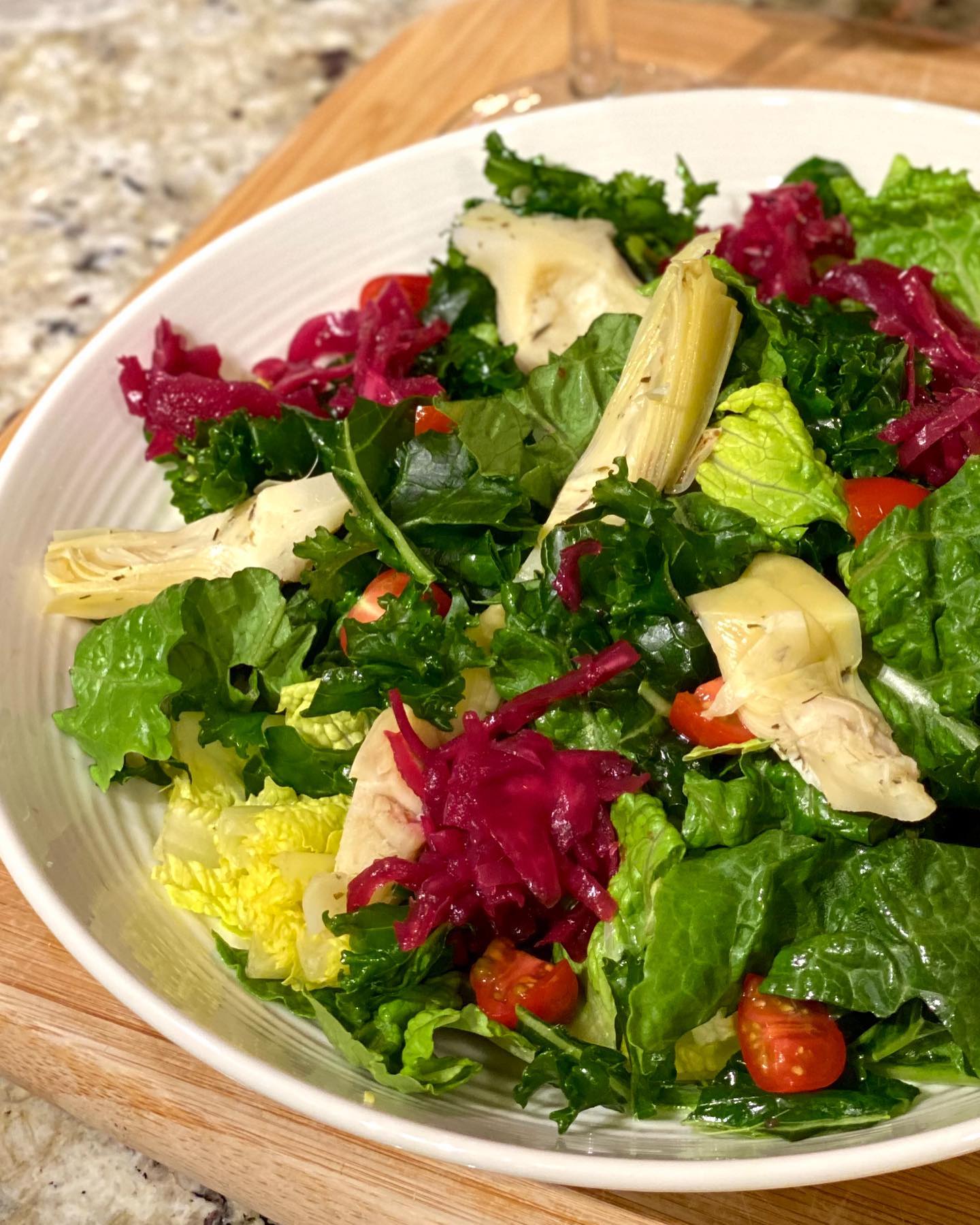 Fresh Organic Salad with Kale and Sauerkraut