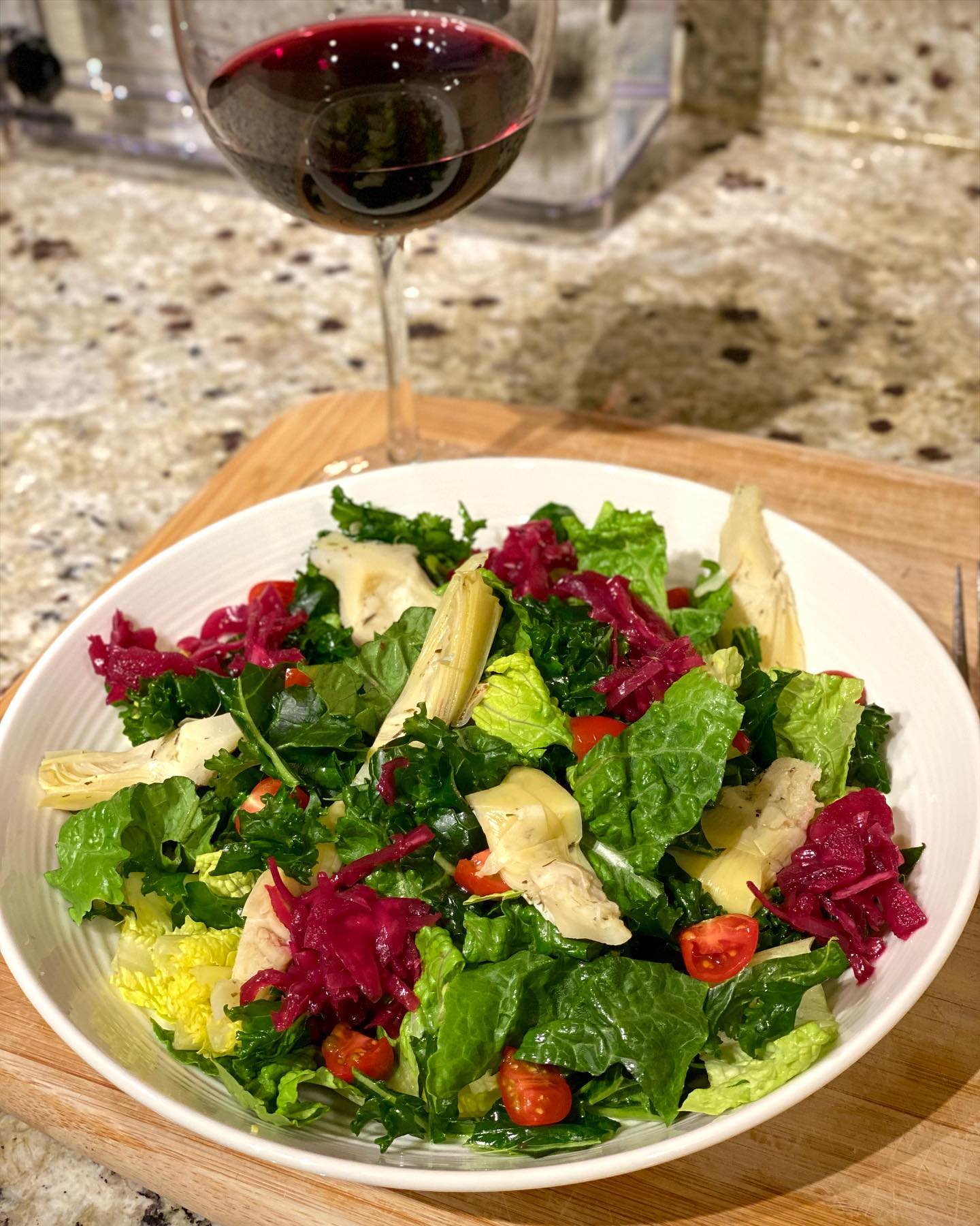 Fresh Organic Salad with Kale and Sauerkraut